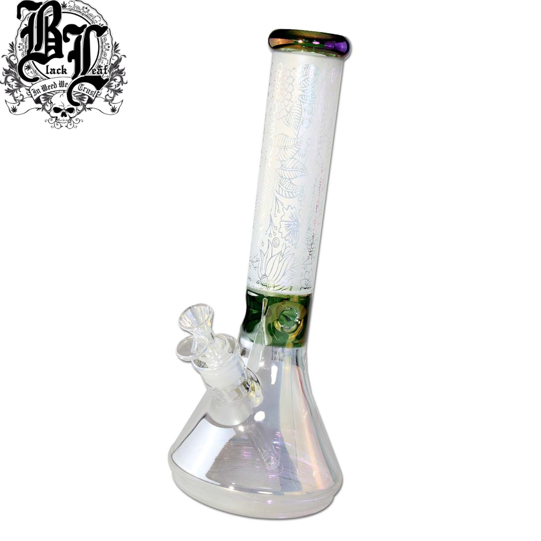 Glasbong, Black Leaf®, Beaker, Sandgestrahlt
